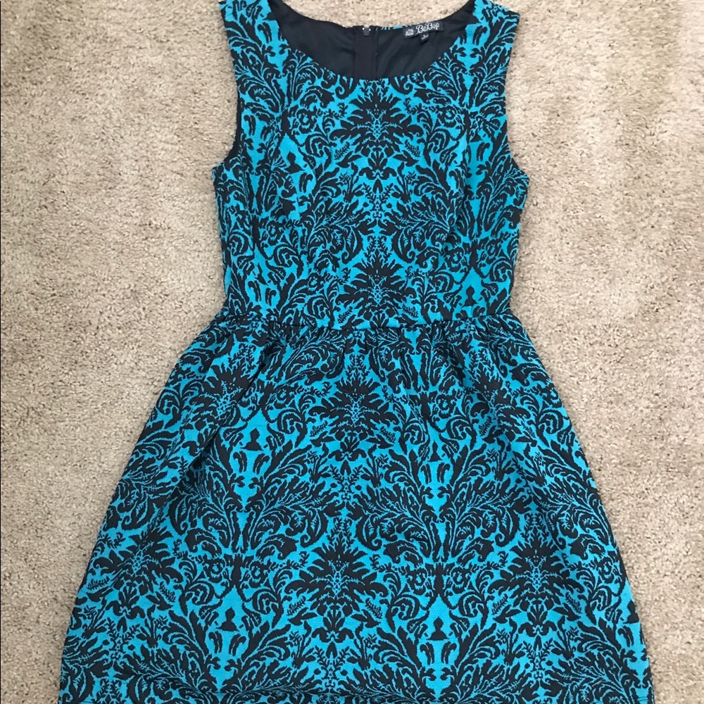 Like new black and blue knee length dress.