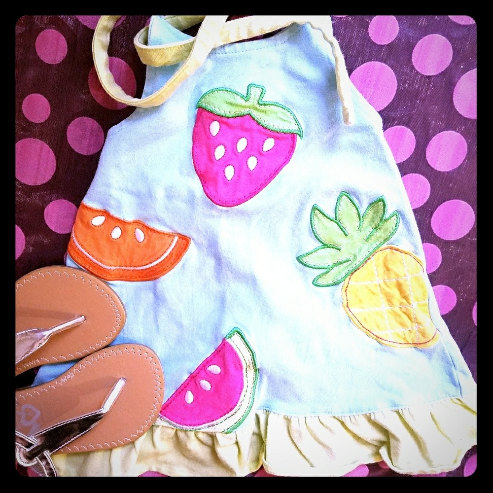 12 Month Girl Halter Onesie Dress- Fruit