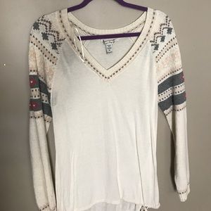 White V-neck sweater