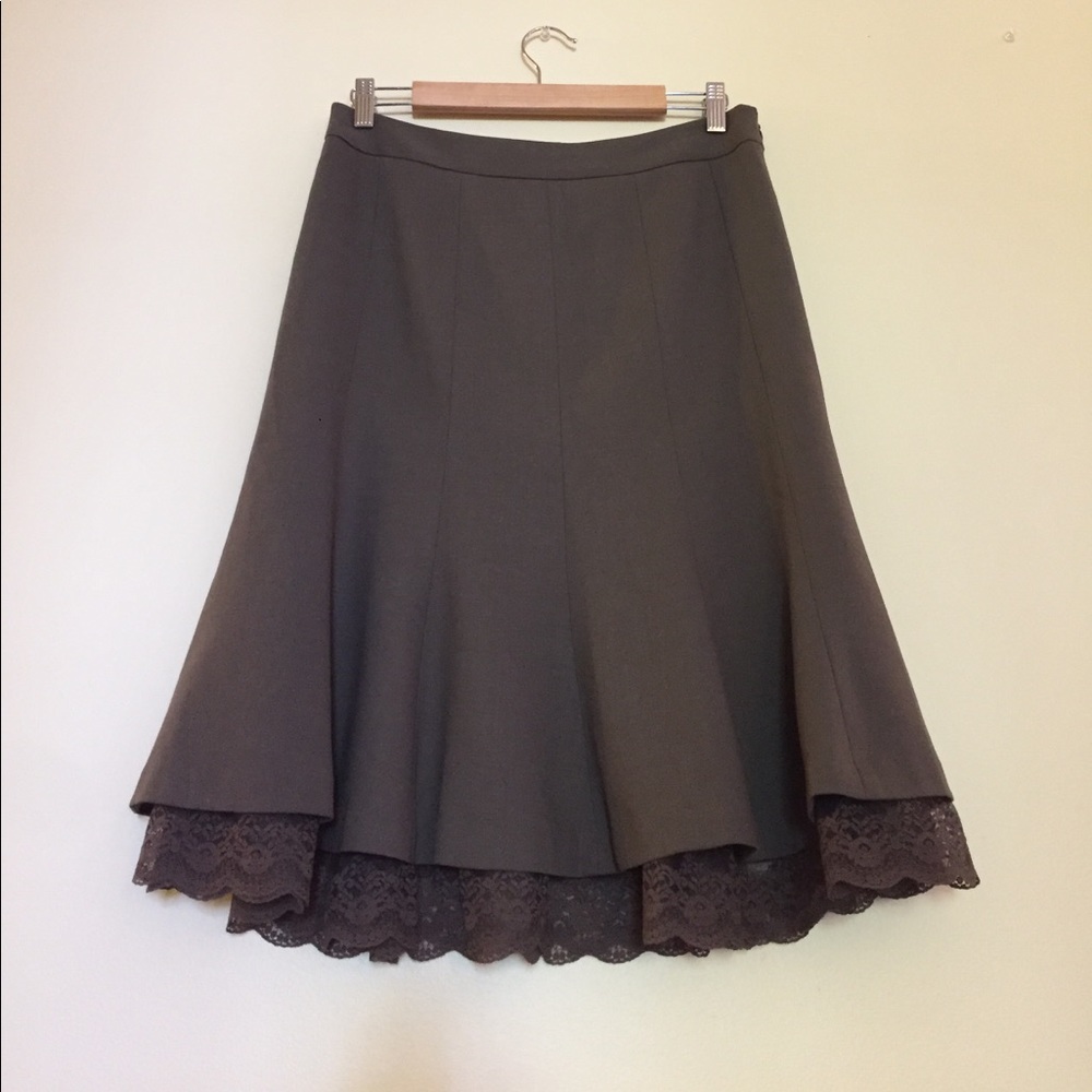 Loft petites brown skirt with lace lining. Size 8P