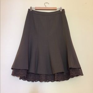 Loft petites brown skirt with lace lining. Size 8P