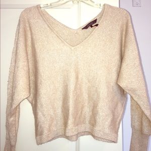 BCBG SPARKLY TAN CROP SWEATER! Never worn
