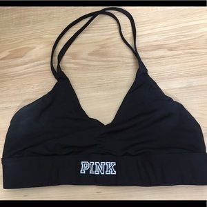 VS Pink Ultimate unlined halter sports bra