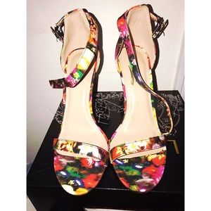 Glaze Black Floral Heels
