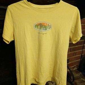 Life Is Good yellow t-shirt