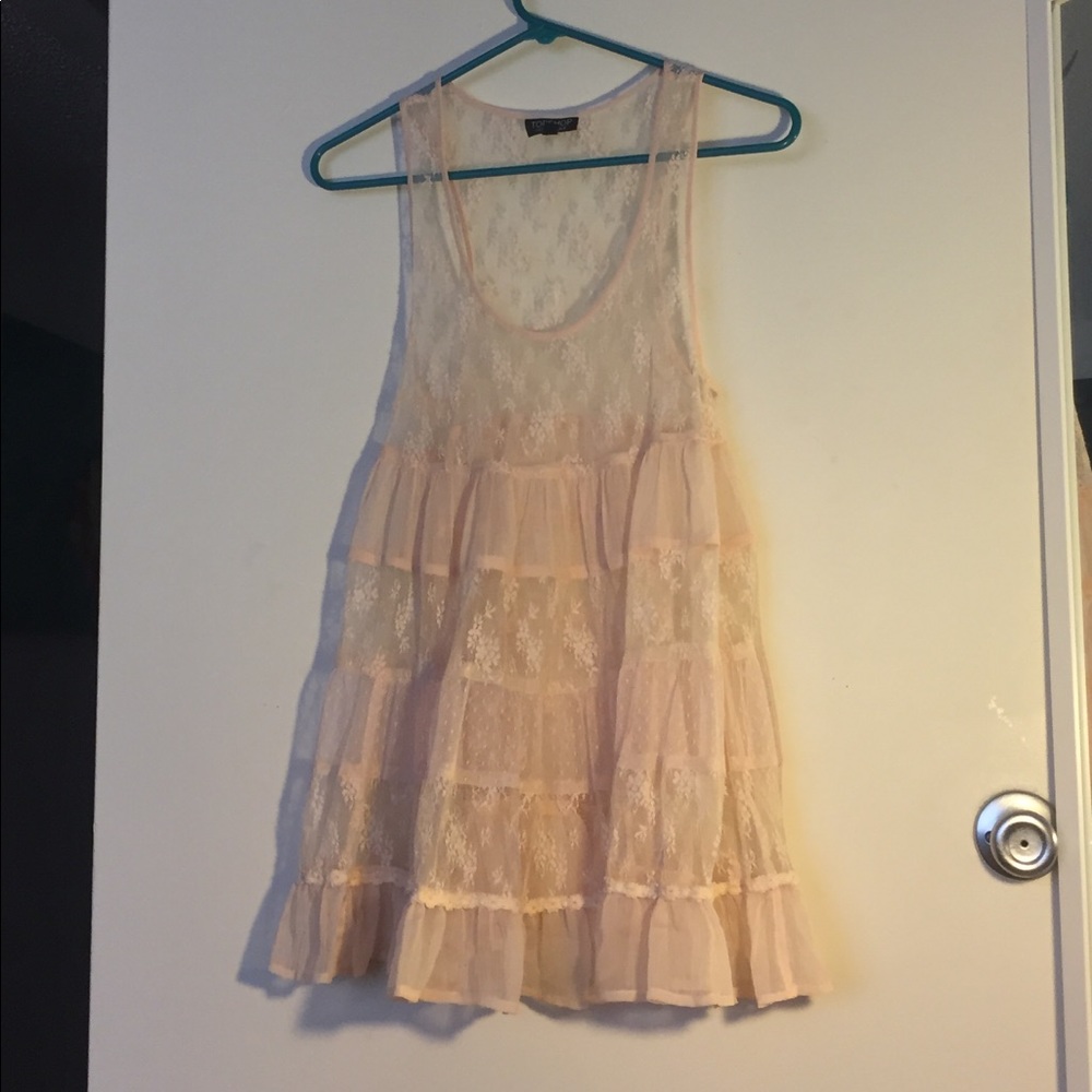 Pale pink lace sleeveless babydoll dress/tunic