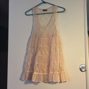 Pale pink lace sleeveless babydoll dress/tunic