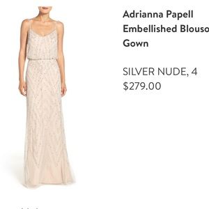 Adrianna Papell Beaded Blouson Gown in nude