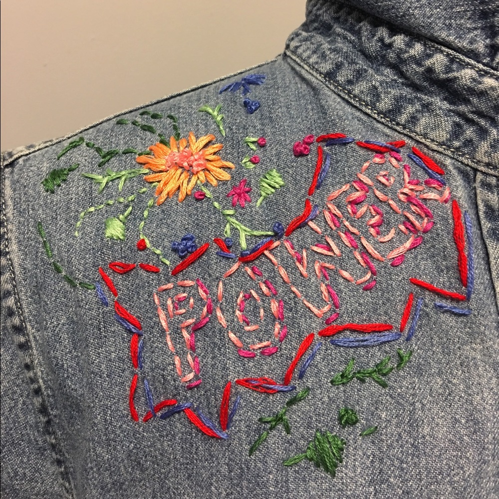 🌸NEW🌸 Hand Embroidered Denim Crop Blouse - Picture 3 of 6