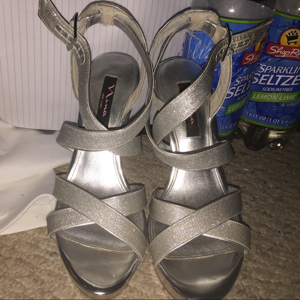 5.5 inch sparkling silver heels