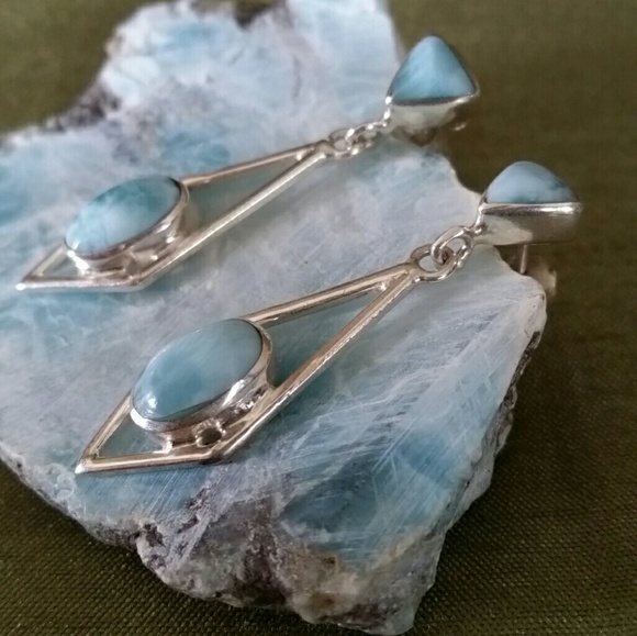Larimar earrings - Picture 2 of 3