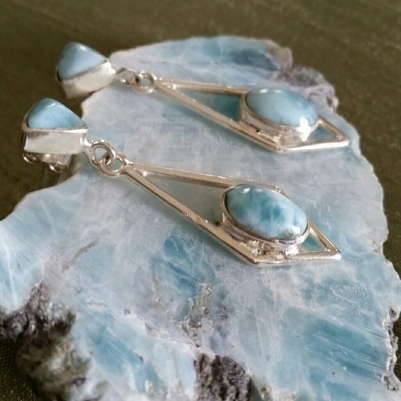 Larimar earrings - Picture 3 of 3