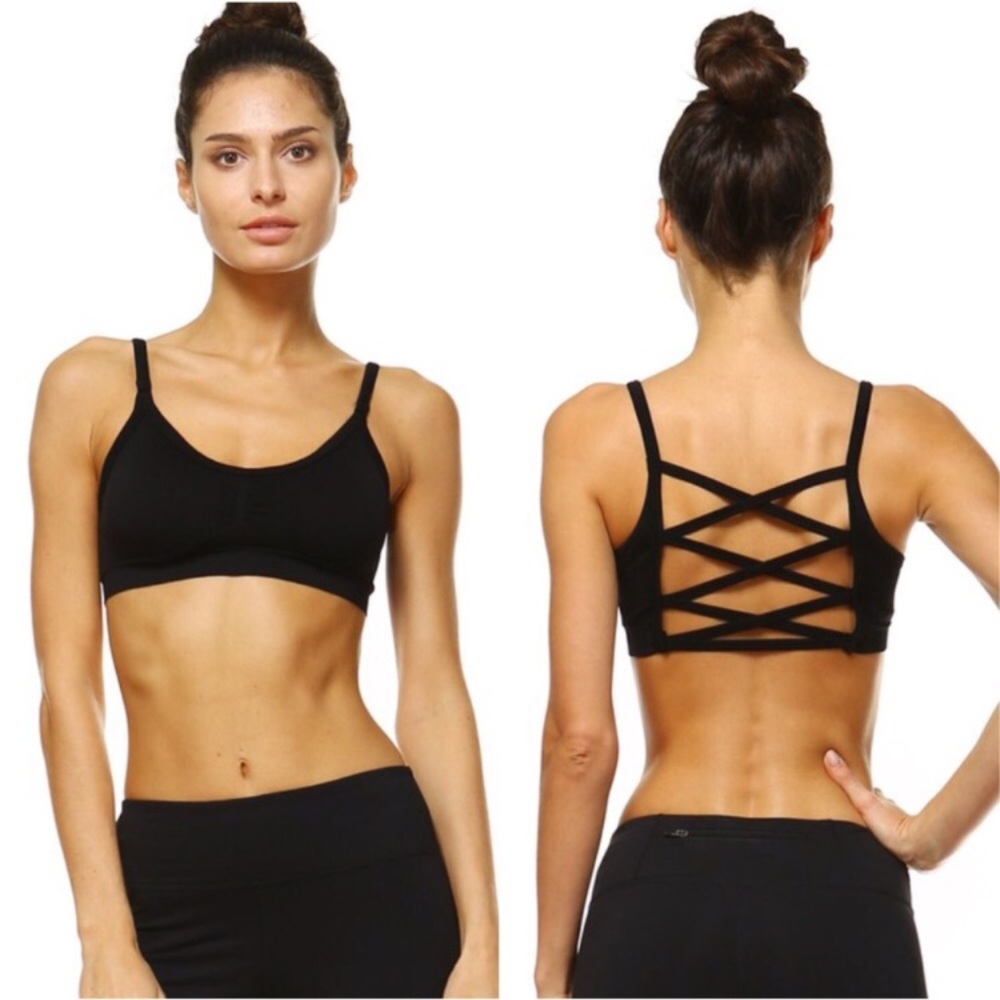 Black Crisscross Back Sports Bra