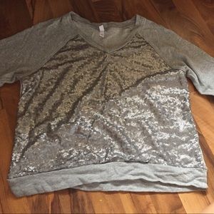 Grey sequence crew neck