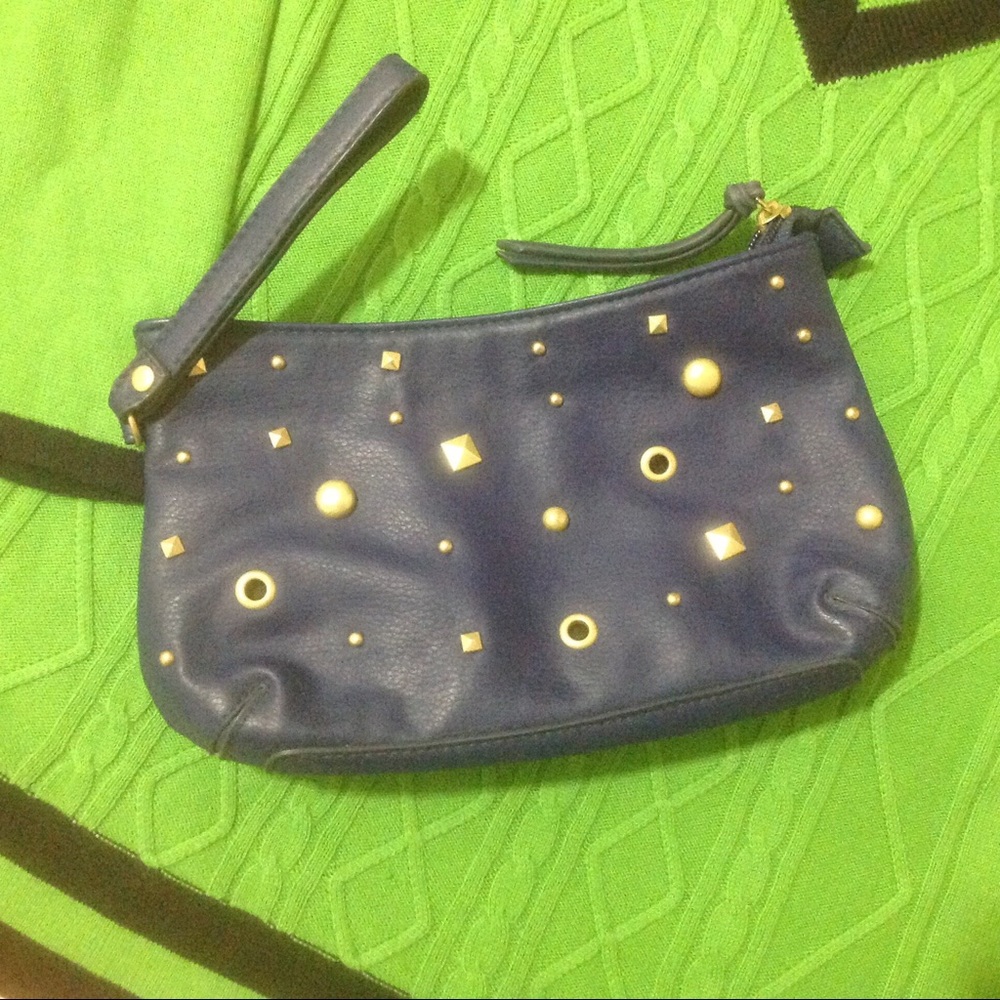 Victoria secret brass stud zipper clutch