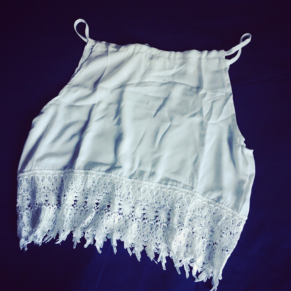 *New* Cotton White Lace Trim Crop Top