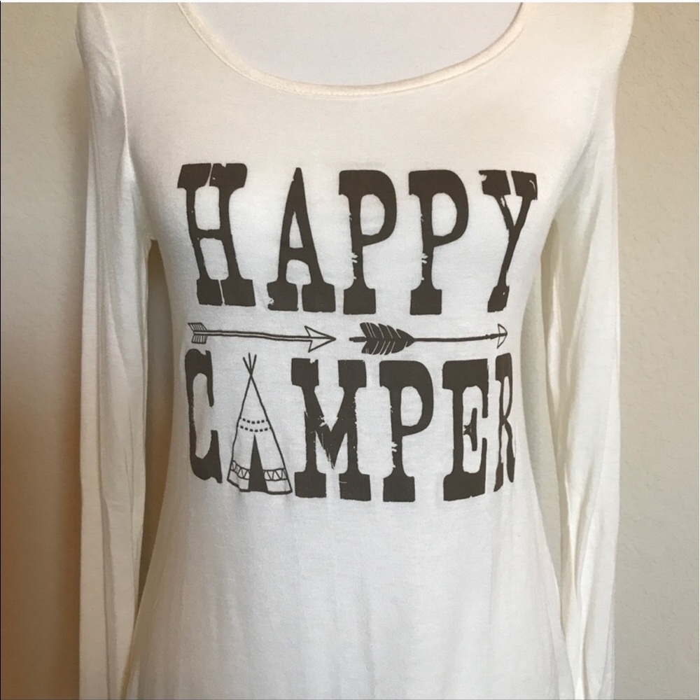 Judith March "Happy Camper" Long Sleeve Tee, Sz S