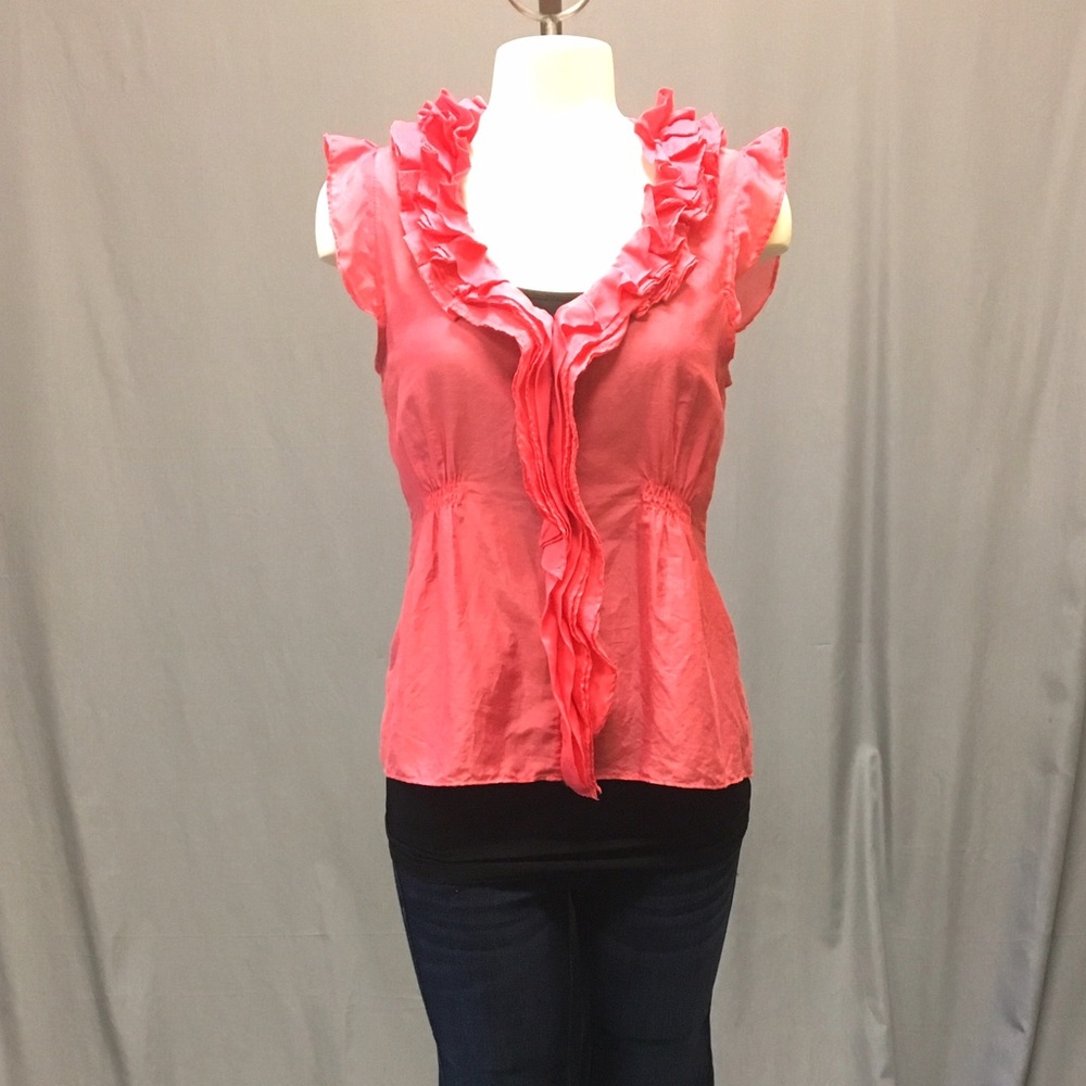 KLD Coral Ruffle Print Blouse