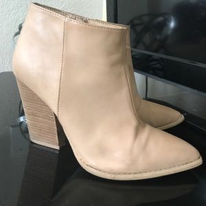 Nude pointed toe booties