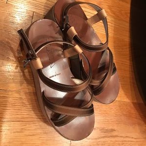 Prada platform sandals. satin , leather and suede