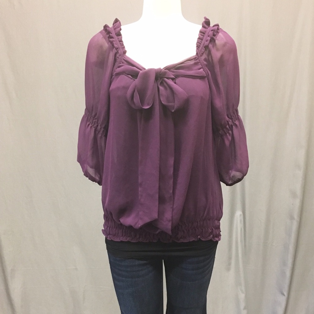 Arden B. Tie Front 3/4 Sleeve Blouse