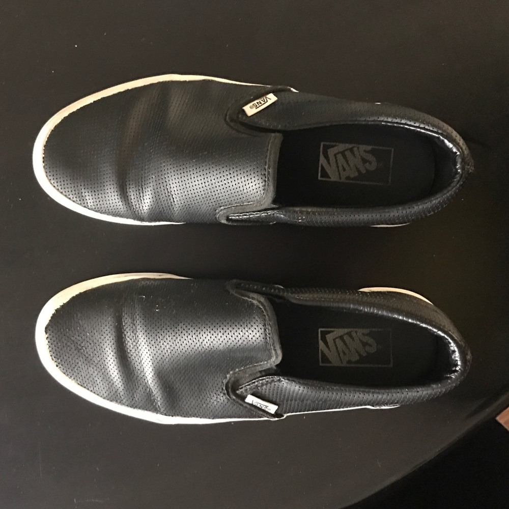 Size 9 Black Leather Perforated Vans