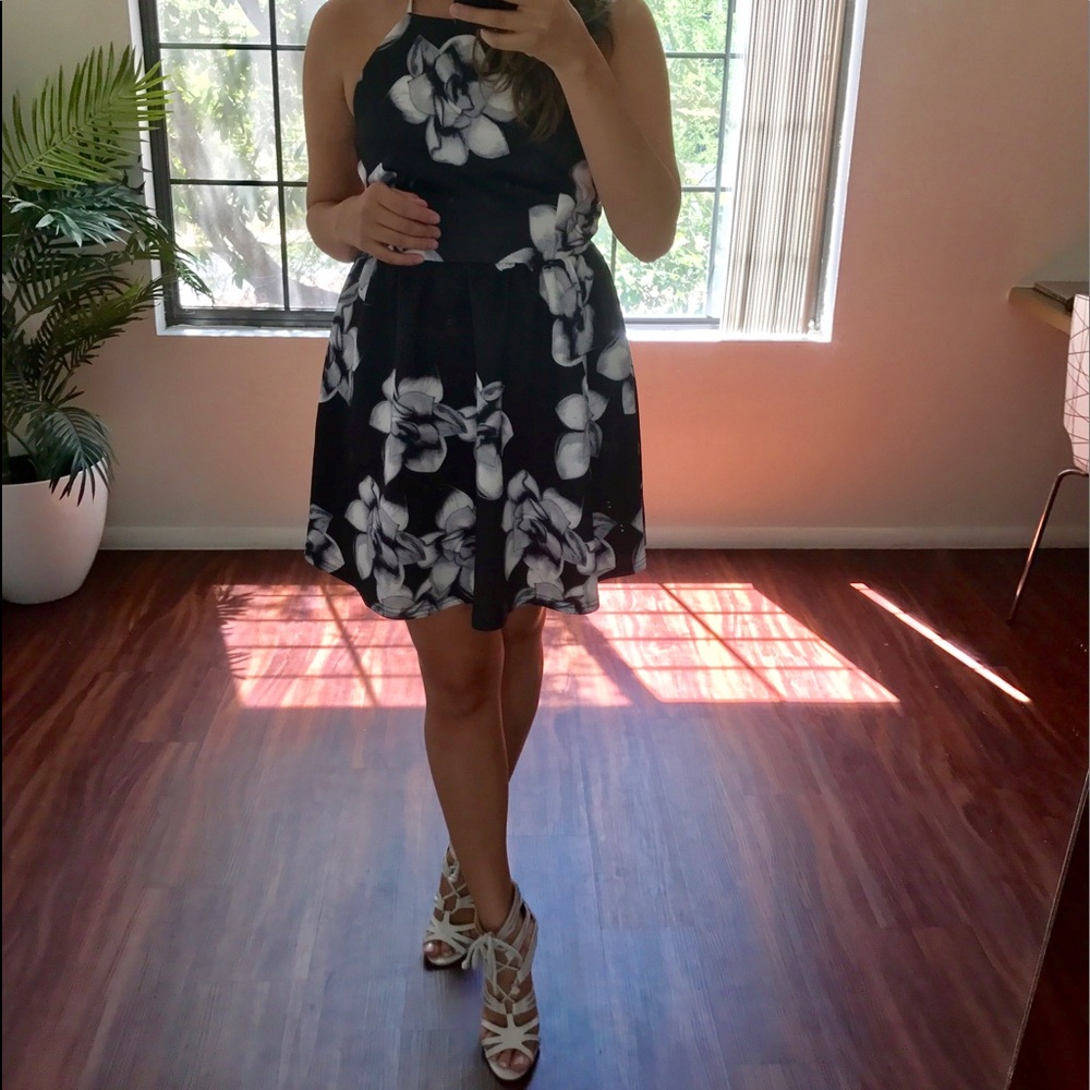 Navy Blue/white Print Dress