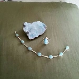 Larimar bracelet & ring set