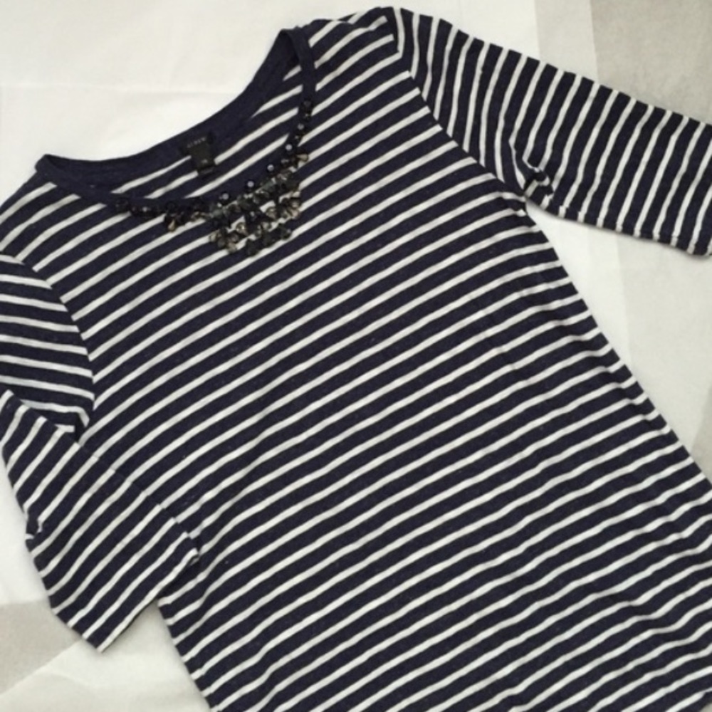 JCREW medium striped 3/4 sleeve embellished top!