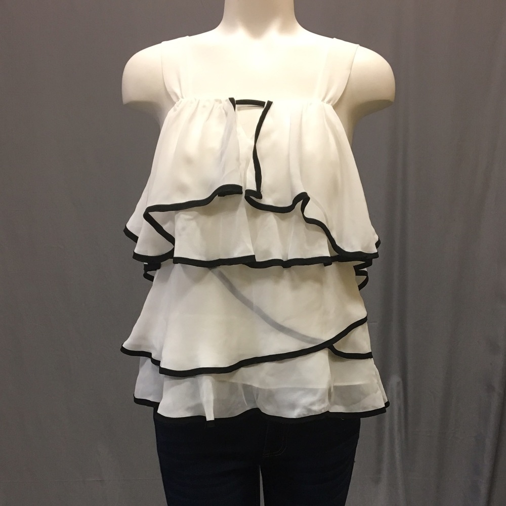 Ark & Co White Ruffle Layer Top