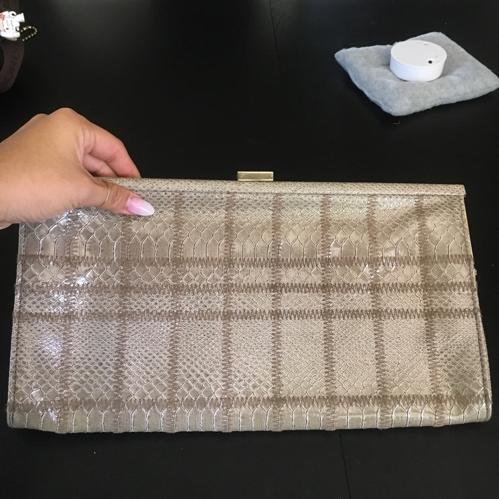 Aldo oversized taupe clutch