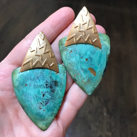 Vintage (circa 1980s) turquoise earrings - Picture 1 of 4