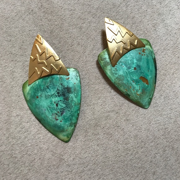 Vintage (circa 1980s) turquoise earrings - Picture 2 of 4