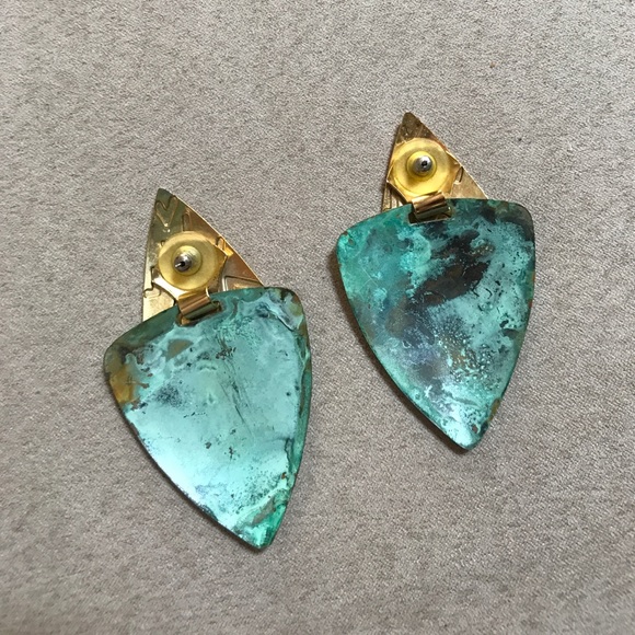 Vintage (circa 1980s) turquoise earrings - Picture 3 of 4