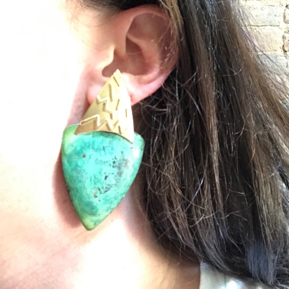 Vintage (circa 1980s) turquoise earrings - Picture 4 of 4
