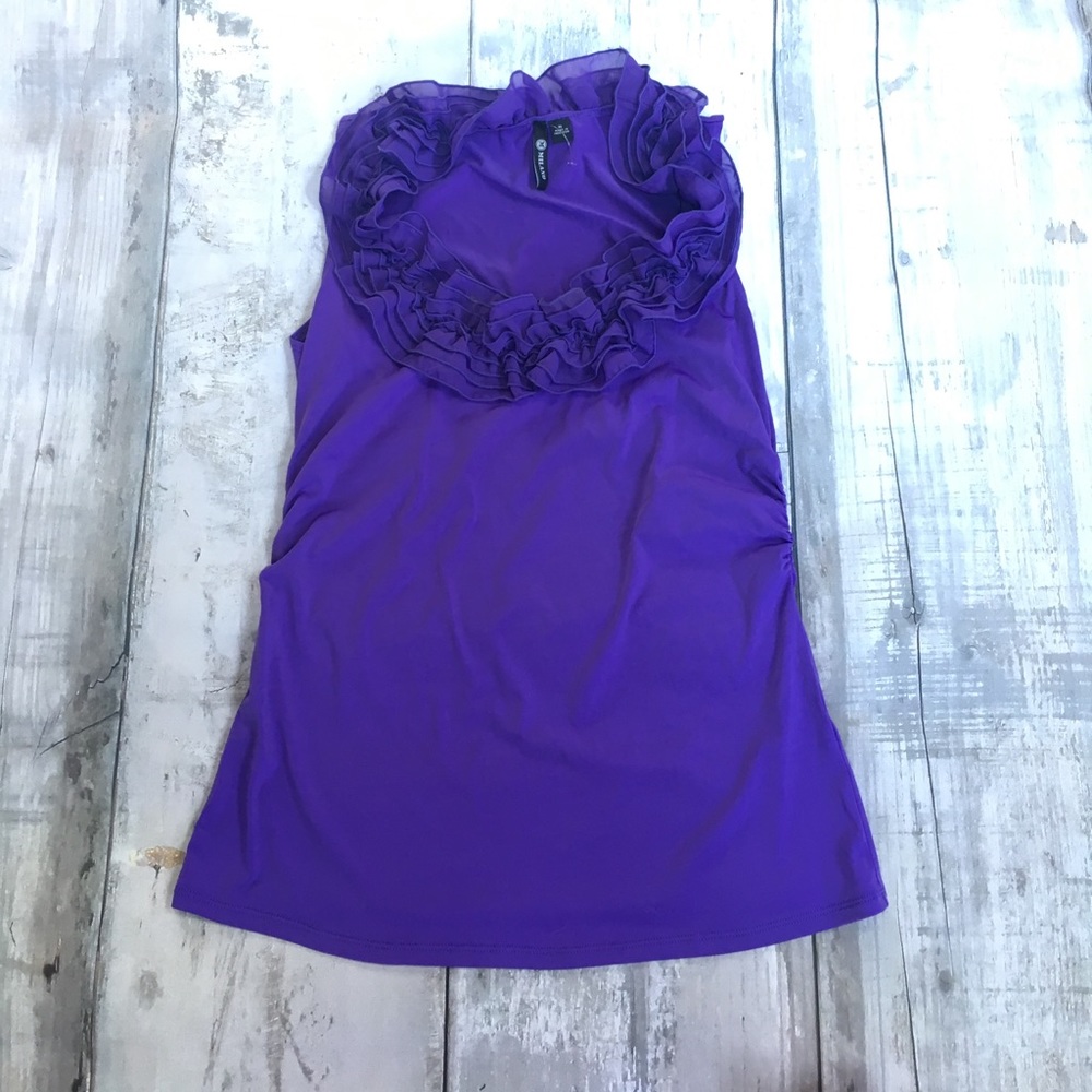 Milano purple Ruffle neck Tank