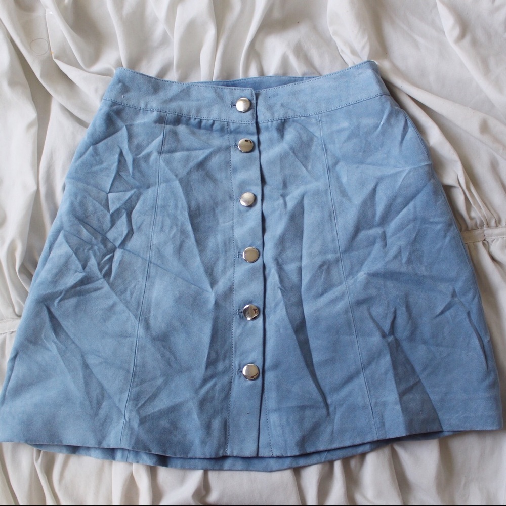 Blue trendy button down skirt