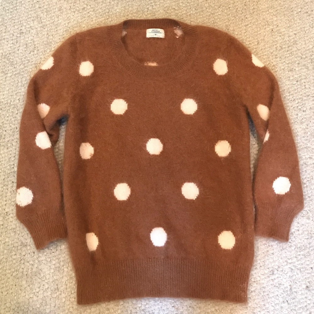 Madewell Wallace Brown Polka Dot Angora Sweater