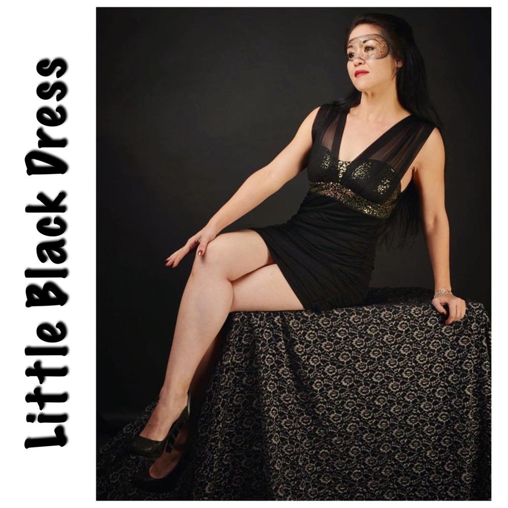 Little Black Dress with Gold Sequin Detail Small