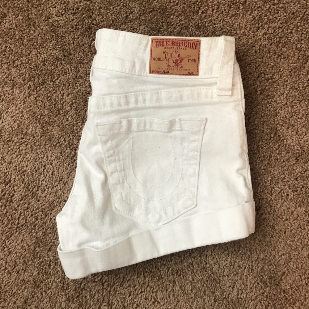 True Religion Allie White Cuffed Shorts