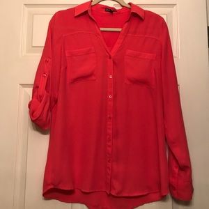 Express pink sheer button down, size M