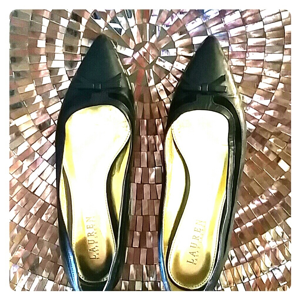 Ralph Lauren Leather Ballet Flat Shoes Sz 8.5 B