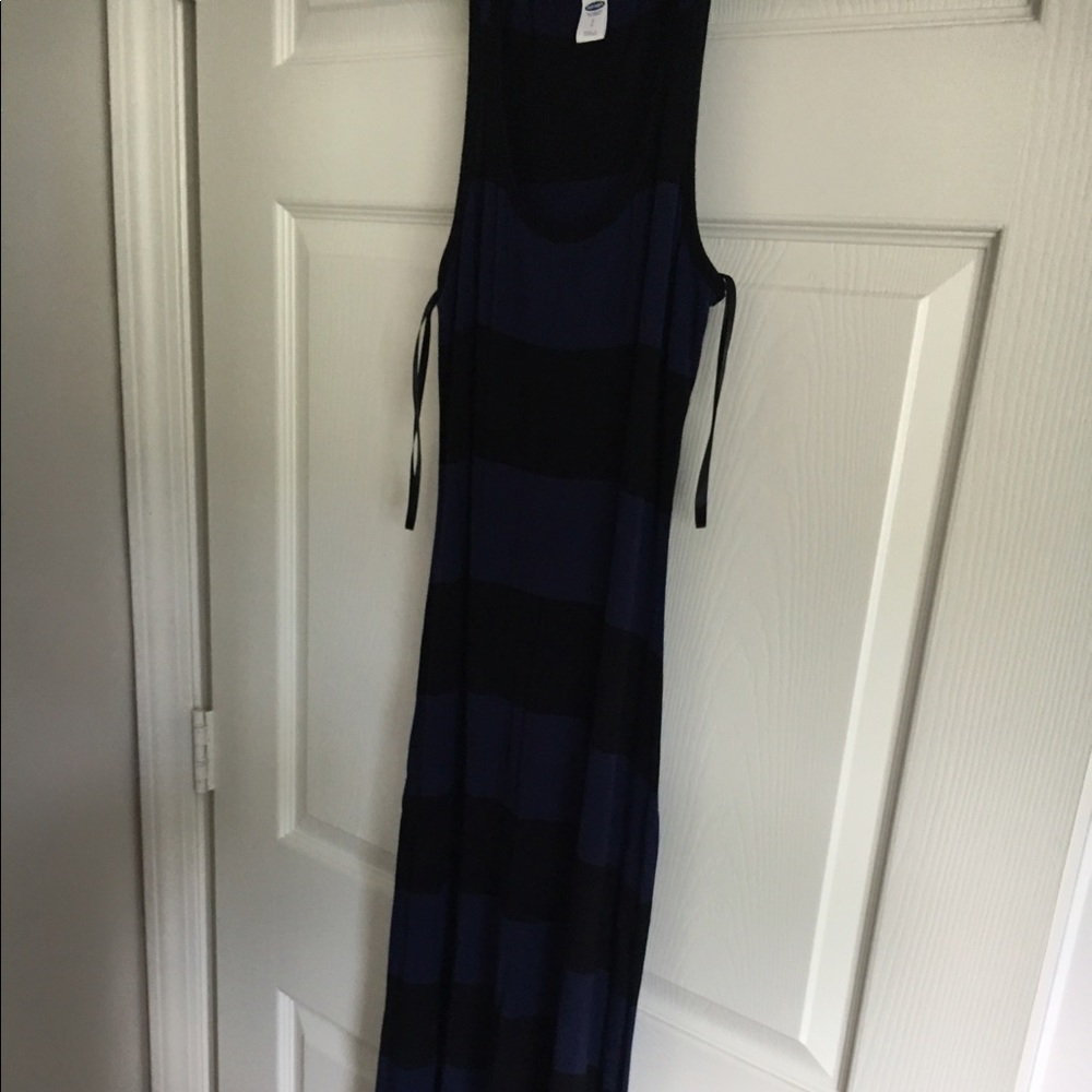 Blue and navy striped maxi dress