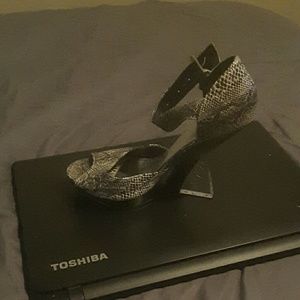 Snake skin clear wedge heel