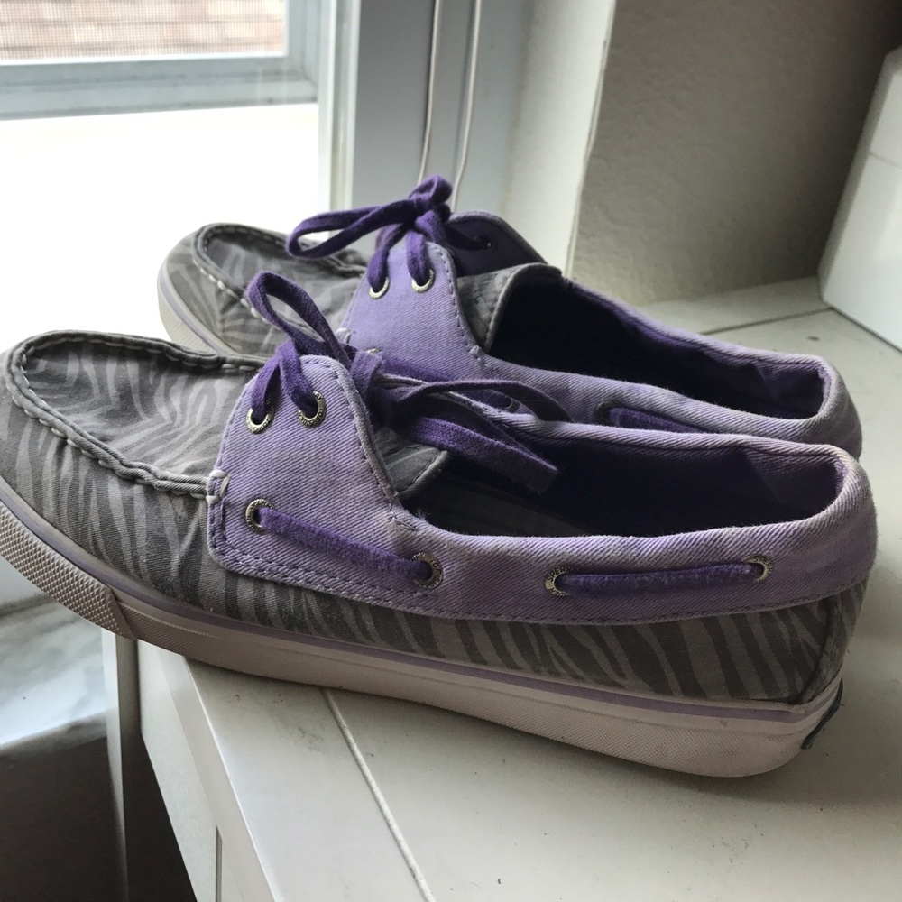 SPERRY grey & purple boat shoes