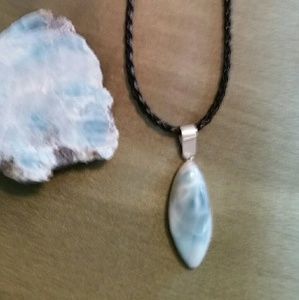 Larimar solid sterling pendant necklace