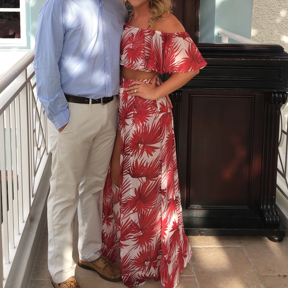 Red Floral Two Piece