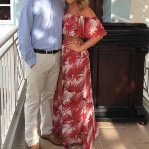 Red Floral Two Piece