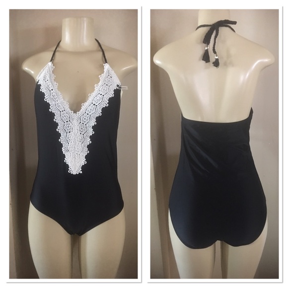 Halter Lace One-Piece Bathing / Swim Suit Boho - Picture 2 of 4