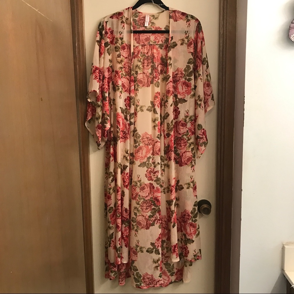 Duster length kimono